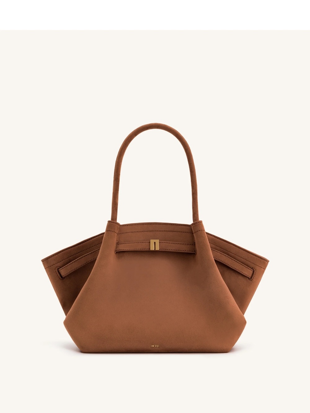 JW Pei Hana Medium Faux Suede Tote Bag - Brown